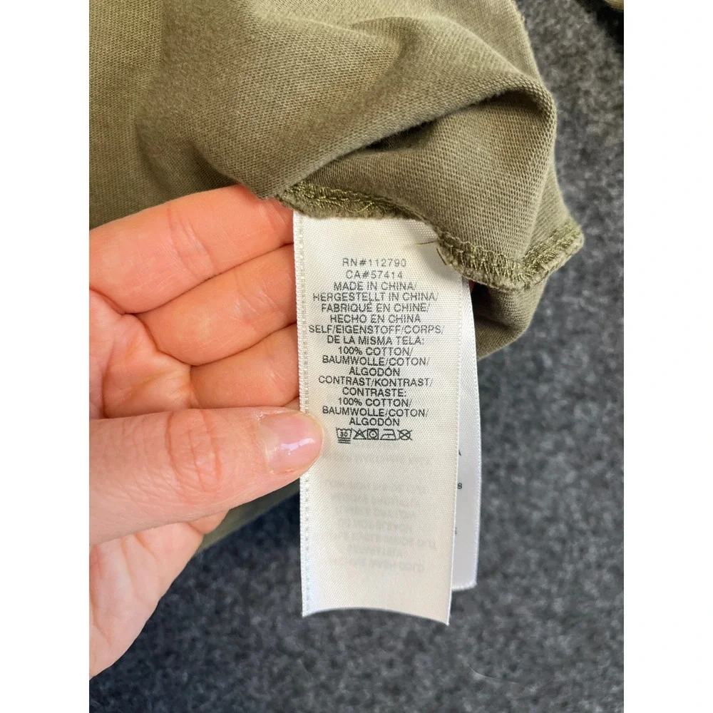 True Religion Mens Long Sleeve Henley Shirt Olive Green Raglan Cotton Large